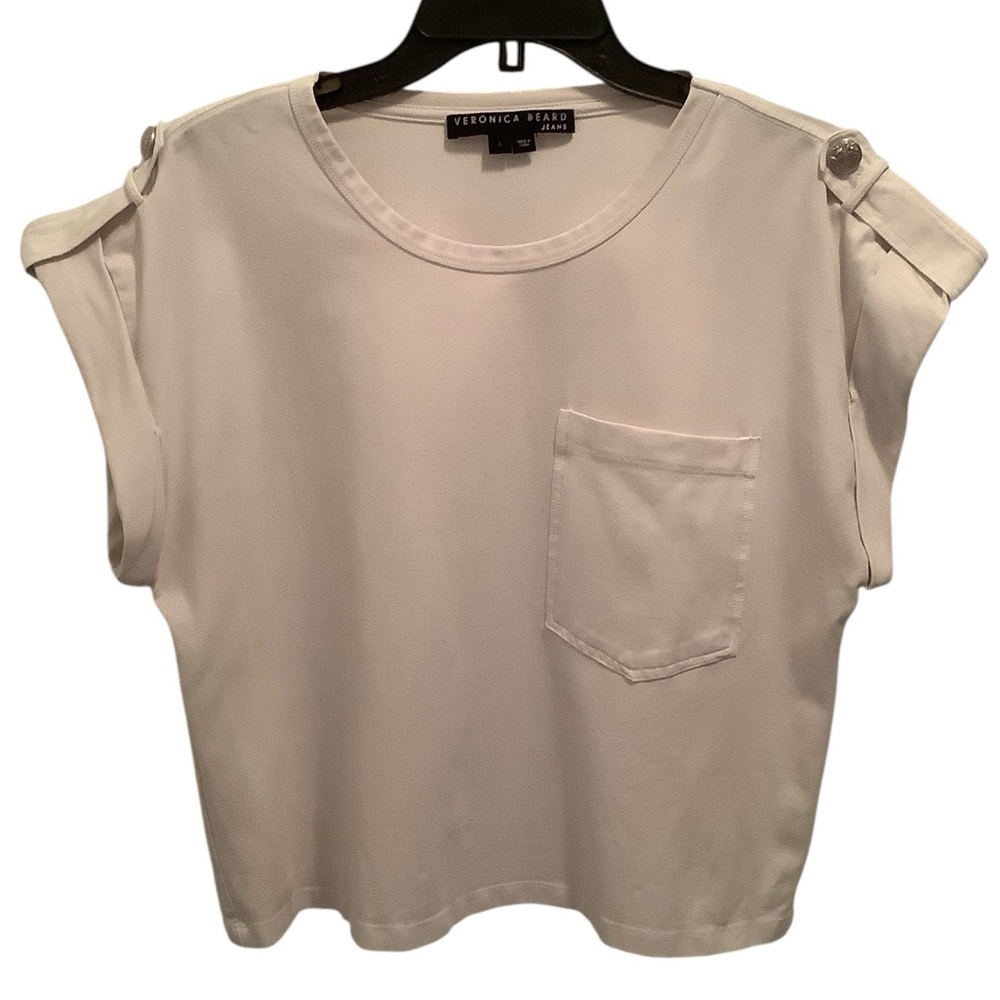 Veronica Beard White Blouse with Pocket Detail
